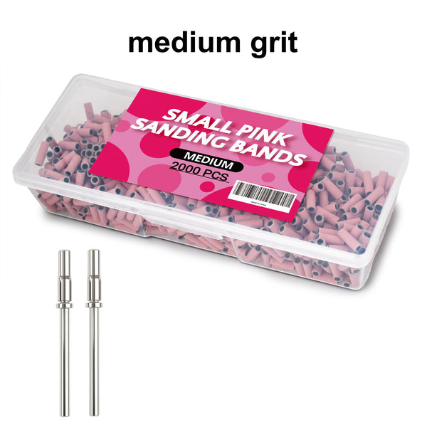 2000 PCS Sanding Bands Bulk - Coarse/Medium/Fine 3 Grits 3mm Nail Drill Bits | Includes 1 Mandrel | Salon Manicure Tools | USA Stock