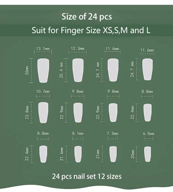 24 PCS Medium Length Printing Press-on Nail