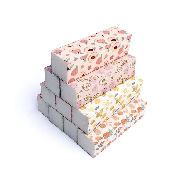 [OEM/ODM] Customized 4-ways Flowery Disposable Sponge Nail Buffer