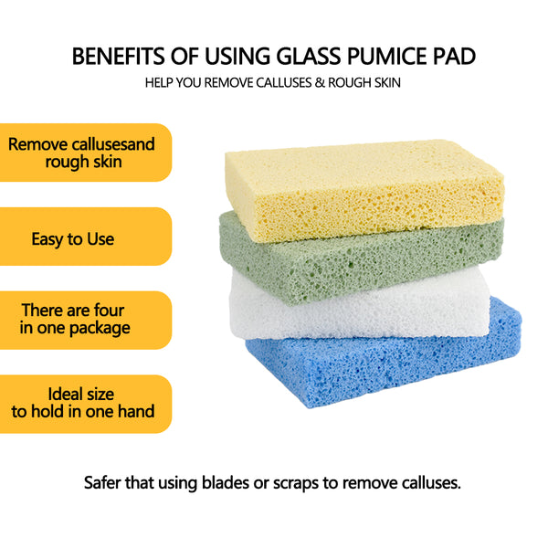 Maryton Glass Pumice Stone for Feet Hard Skin Callus Remover and Scrubber,Bulk Pack of 4(Assorted Colors)