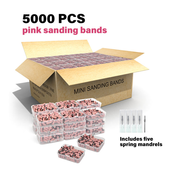 Footnice 5000 PCS Sanding Bands Bulk - Coarse/Medium/Fine 3 Grits 3mm Nail Drill Bits | Salon Manicure Tools | USA Stock