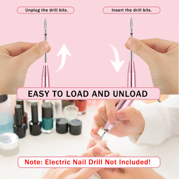 Nail Salon Home DIY Diamond Sanding Bit Set for Nail Drill E File, Upgraded Cuticle Cleaner Gel Polish Remover Acrylic Nails Manicure Nail Prep