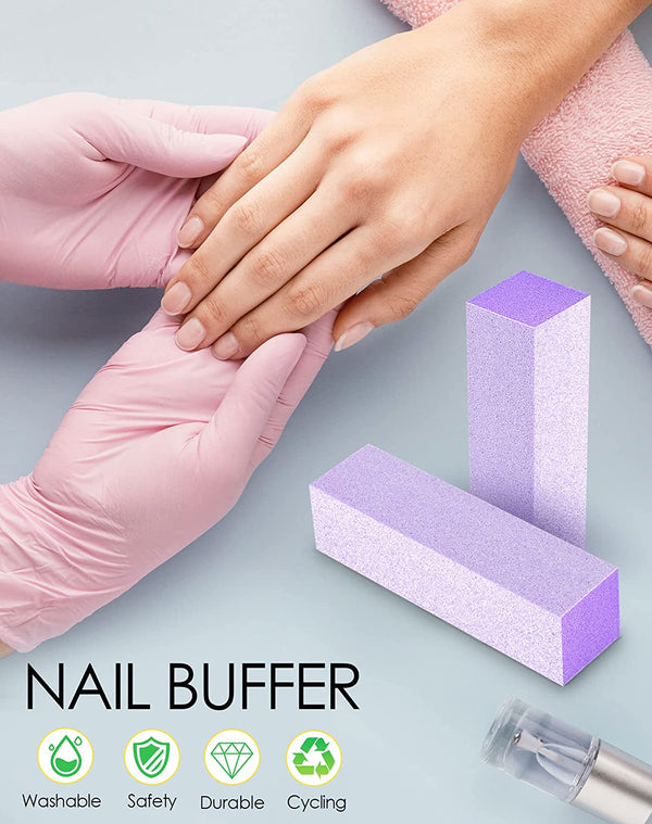 12 PCS Professional 4 Way Nail Buffing Block Files 100/180 Grit Nail Art Filing Manicure Tools