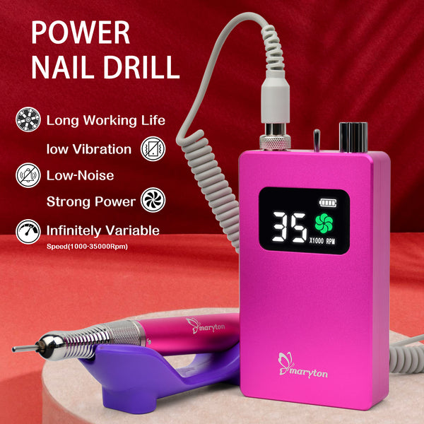Chargeable Brushless 35000 RPM Motor Portable Design Electric Nail Drill with 8 Hours Continuous Use