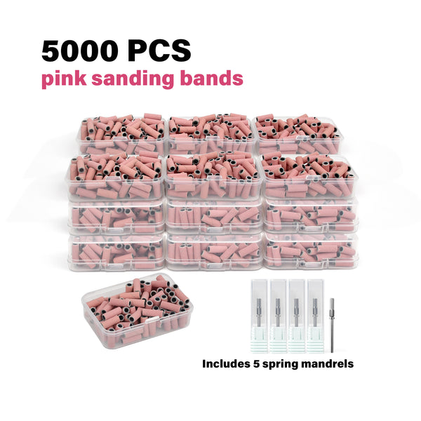 Footnice 5000 PCS Sanding Bands Bulk - Coarse/Medium/Fine 3 Grits 3mm Nail Drill Bits | Salon Manicure Tools | USA Stock