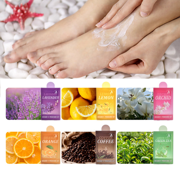 [150 Sets/Case] Pedi in a Box Deluxe 4 Step Foot Peeling Skin Care, Relax & Detoxify Pedicure Spa