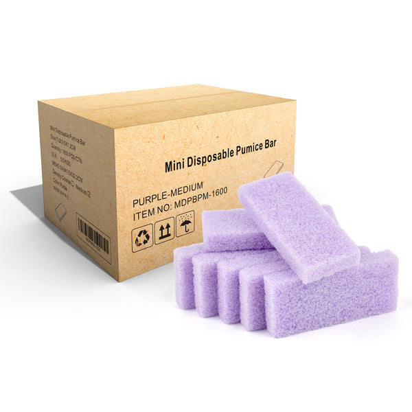 (1,600 PCS/Case) Disposable Medium Grit Light Purple Mini Pumice Pad for Pedi Salon