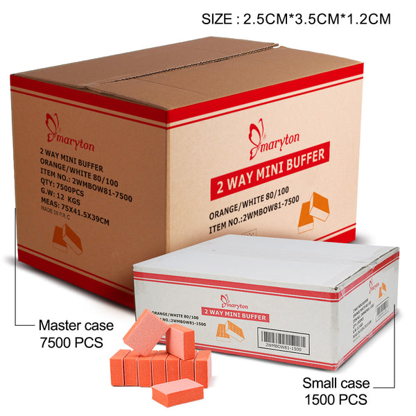 (7,500 PCS/Case) Mini Block Nail Buffer File 80/100 Grit for Professional Nail Salon