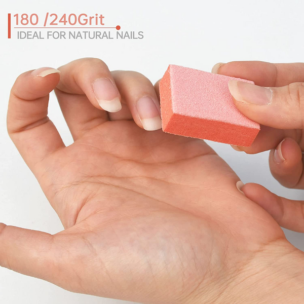 50 Count 80/100 Grit, 180/240 Grit Mini Orange Nail Buffers for Gel Polish, Acrylic