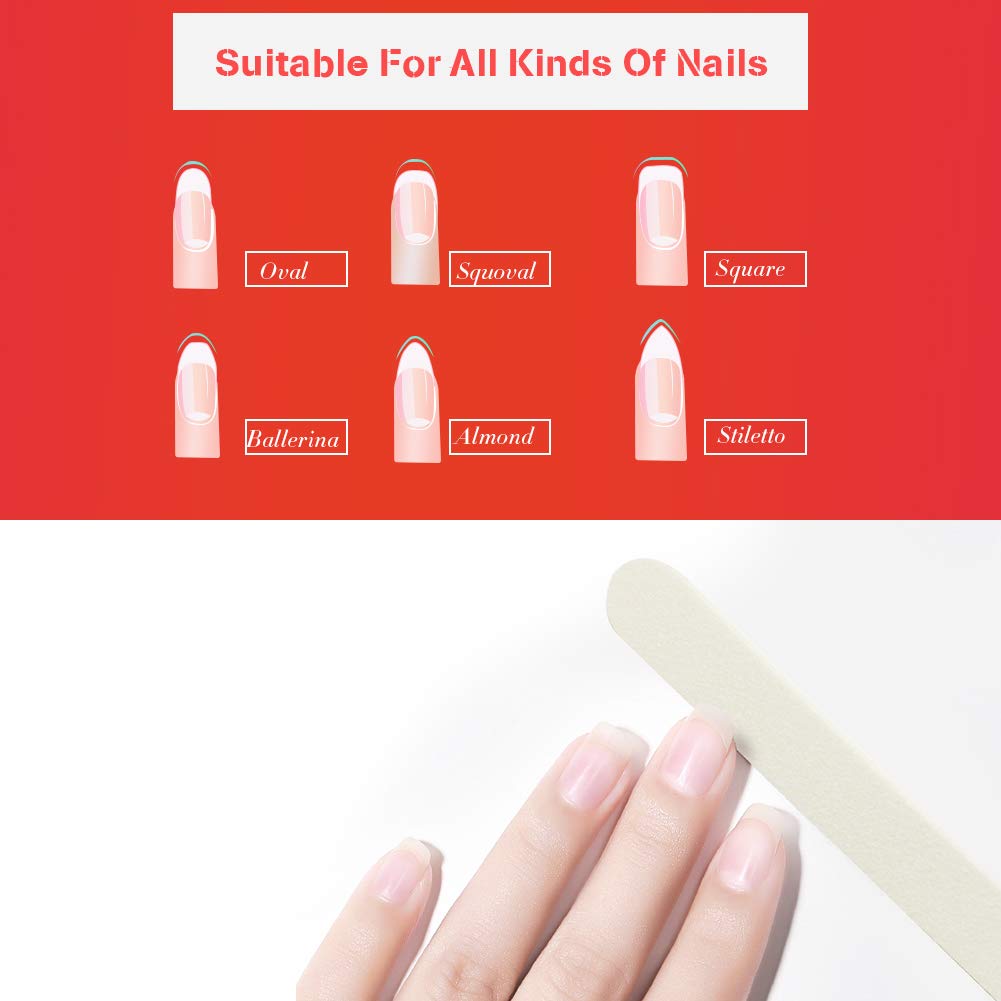 50 PCS White 80/100 Grit Disposable Double Sided Emery Board for Poly Gel Acrylic Nail Extension