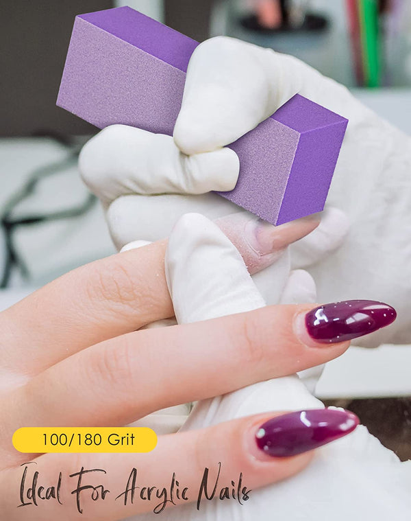 (5 PCS) 100/180 Medium/Fine Grit 3 Way Buffer Kits for Nail Manicure