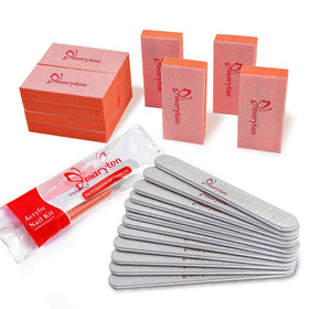 2 Pieces Disposable Professional Manicure Kits (100/180 Grit Nail File + 80/100 Grit Nail Buffer)