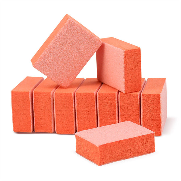 130 PCS Professional Orange Mini Buffer Block 80/100 Grit for Nail Salon